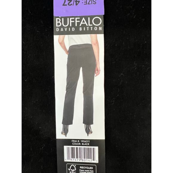 NWT Women's Buffalo David Bitton Stretch Corduroy Pant, Size 4, Black, Straight - Picture 3 of 6